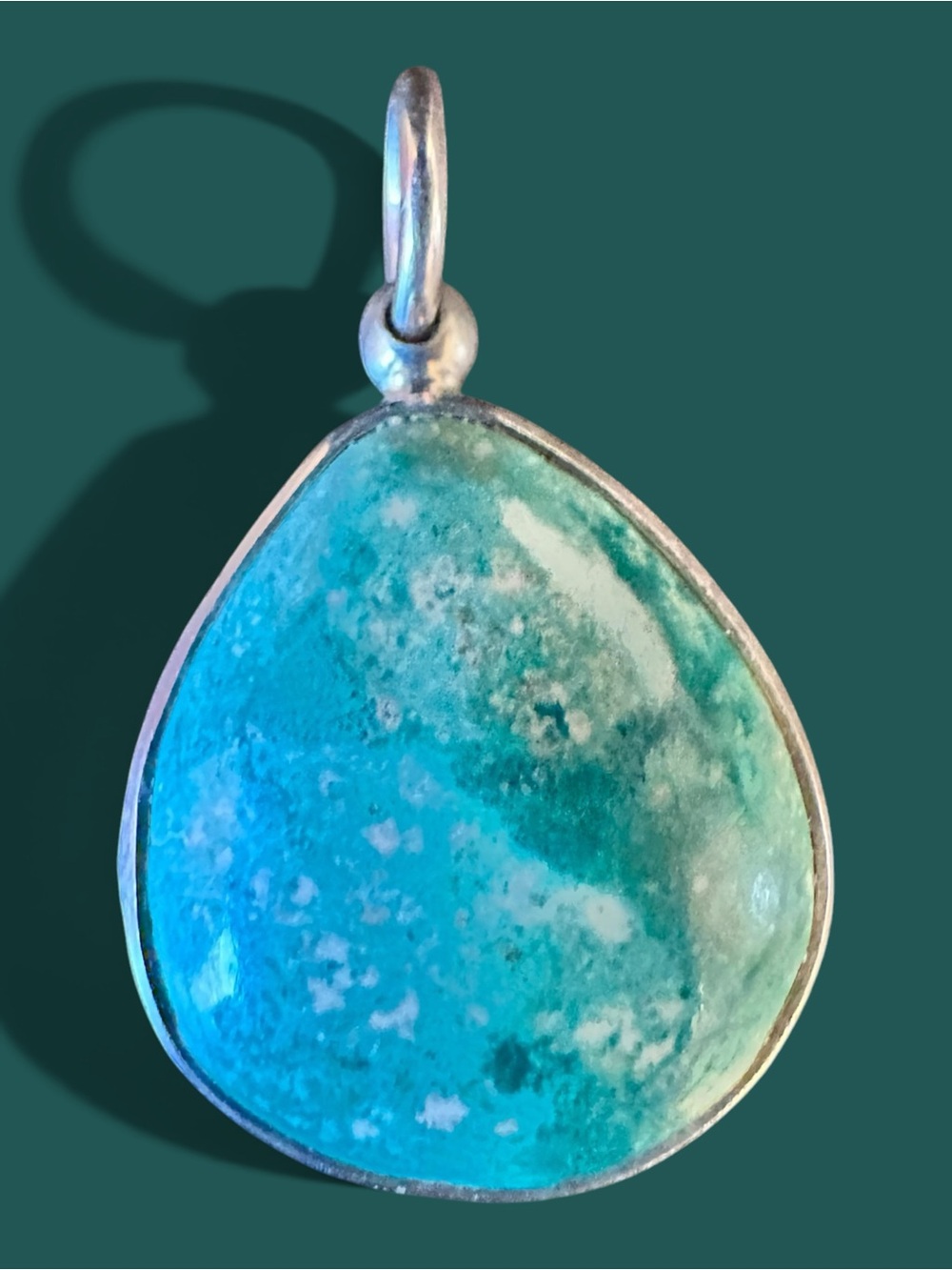 Joshua O. Marceau Artisan Shattuckite Sterling Silver Teardrop Pendant .925